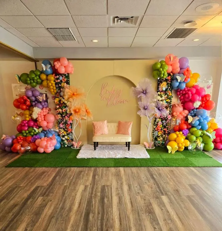 Baby in bloom welcome setup